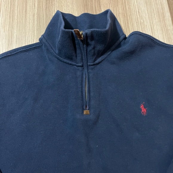 Men’s Polo Pullover Sweater Navy Blue XL - Picture 3 of 3